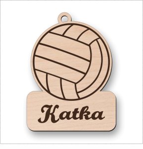 Drevená kľúčenka - Volejbalová lopta s menom