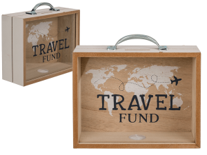 Drevená pokladnička na cestovanie