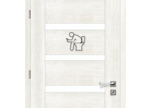 Drevená tabuľka na WC - muž s mobilom