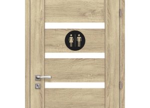 Drevená tabuľka na WC - okrúhle označenie žena a muž