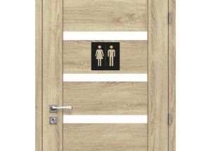 Drevená tabuľka na WC - štvorcové označenie žena a muž