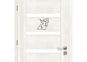 Drevená tabuľka na WC - žena na toalete