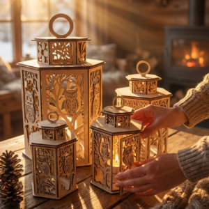 Drevený lampáš - Sova