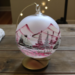 Sklenená guľa na sviečku na stojane