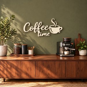 Drevený nápis na stenu – Coffee time