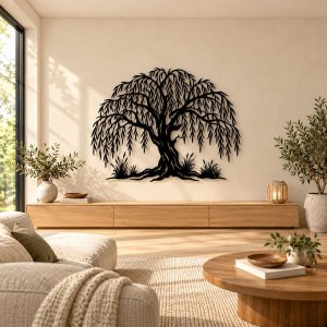 Drevený obraz Strom života - Elegantná vŕba na stenu