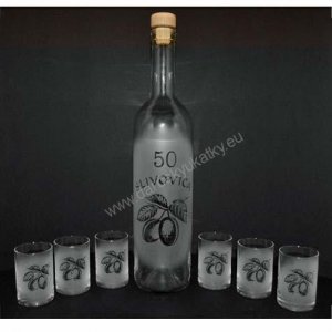 Fľaša na alkohol so štamperlíkmi k 50. narodeninám