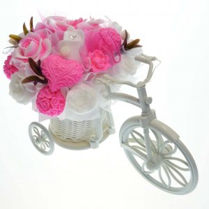 Mydlová Kytica bicykel - ruzovo biela