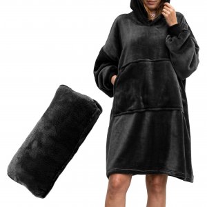 Mikinová deka - Čierna
