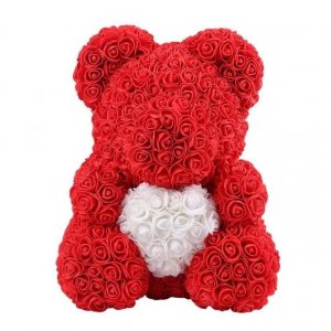 Medvedík z ruží -  červený 40 cm