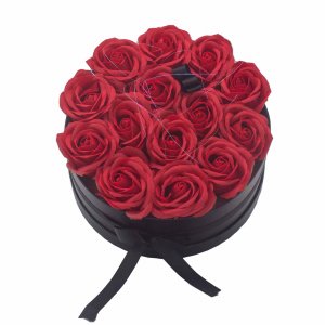 Darčekový Box z Mydlový Kvetov - 14 Červených Ruží - Kruh