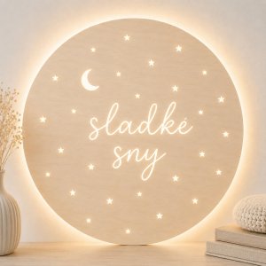 Drevená LED lampa na stenu - Vlastný text
