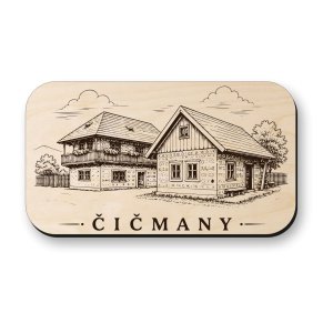 Drevená magnetka Čičmany - tradičné maľované domčeky