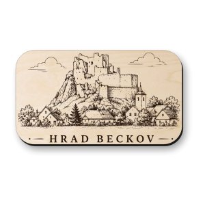 Drevená magnetka Hrad Beckov - slovenský historický suvenír
