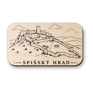 Drevená magnetka Hrad Beckov - rytina historickej zrúcaniny