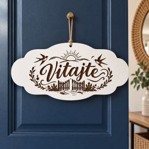 Drevená tabuľka na zavesenie – Vitajte