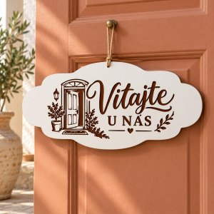 Drevená tabuľka na zavesenie – Vitajte u nás