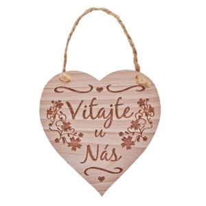 Drevená tabuľka srdce - Vitajte u Nás