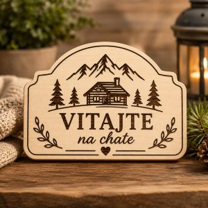 Drevená tabuľka na chatu - Vitajte na chate
