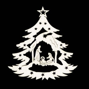 Vianočná ozdoba - Stromček s Betlehemom 9 cm