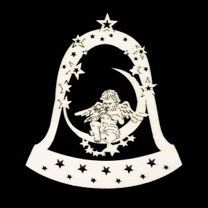 Vianočná ozdoba - Zvonček anjelik s husľami 9 cm