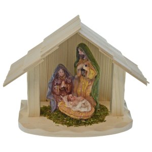 Drevený betlehem s figúrkami