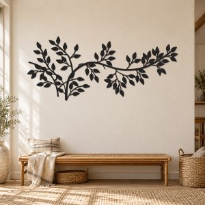 Drevený obraz na stenu – Boho vetva s listami