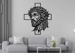 Drevený obraz na stenu - Hlava Ježiša s tŕňovou korunou