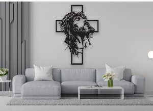 Drevený obraz na stenu - Ježiš na kríži pohľad hore