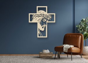 Drevený obraz na stenu - Ježiš na kríži profil