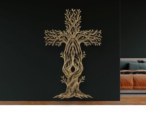 Drevený obraz na stenu - Kríž Strom života