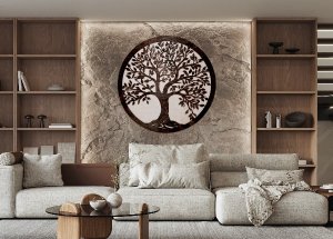 Drevený strom života Premium – dvojvrstvové prevedenie (orech + prírodné drevo)
