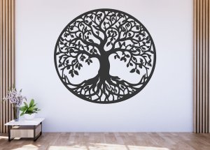 Drevený strom života na stenu – Kruhová harmónia