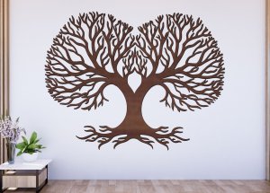 Drevený strom života na stenu – Srdce rodiny