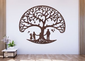Drevený strom života na stenu – Rodinné puto