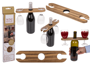 Drevený stojan na víno a poháre