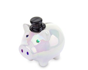 Keramická pokladnička prasiatko s klobúkom