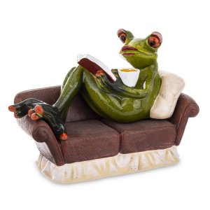 Keramická žabka - Relax pri kávičke