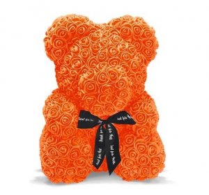 Medvedík z ruží -  oranžový 40 cm