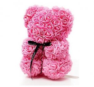 Medvedík z ruží - ružový 25 cm