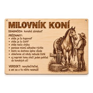 Drevená tabuľka s vtipnou diagnózou - Milovník koní