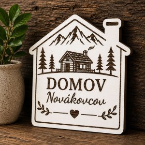 Personalizovaná drevená tabuľka domček XL - Domov Novákovcov