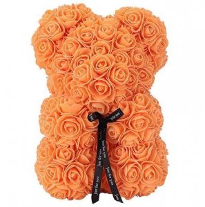 Medvedík z ruží - oranžový 25 cm