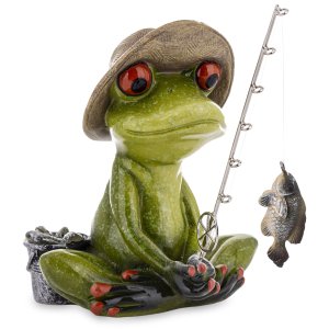 Keramická žabka - Rybár