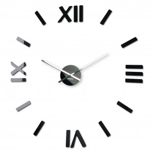 Moderné samolepiace nástenné hodiny rímske 80 cm čierne