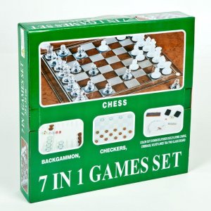 7 v 1 spoločenské hry - Šachy, domino, dáma, karty, kocky, ...
