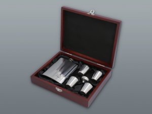 Súprava BLACK ploskačka 240 ml + 4 ks štamperlíkov 35 ml