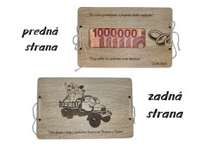 Drevená svadobná obálka na peniaze – farmári