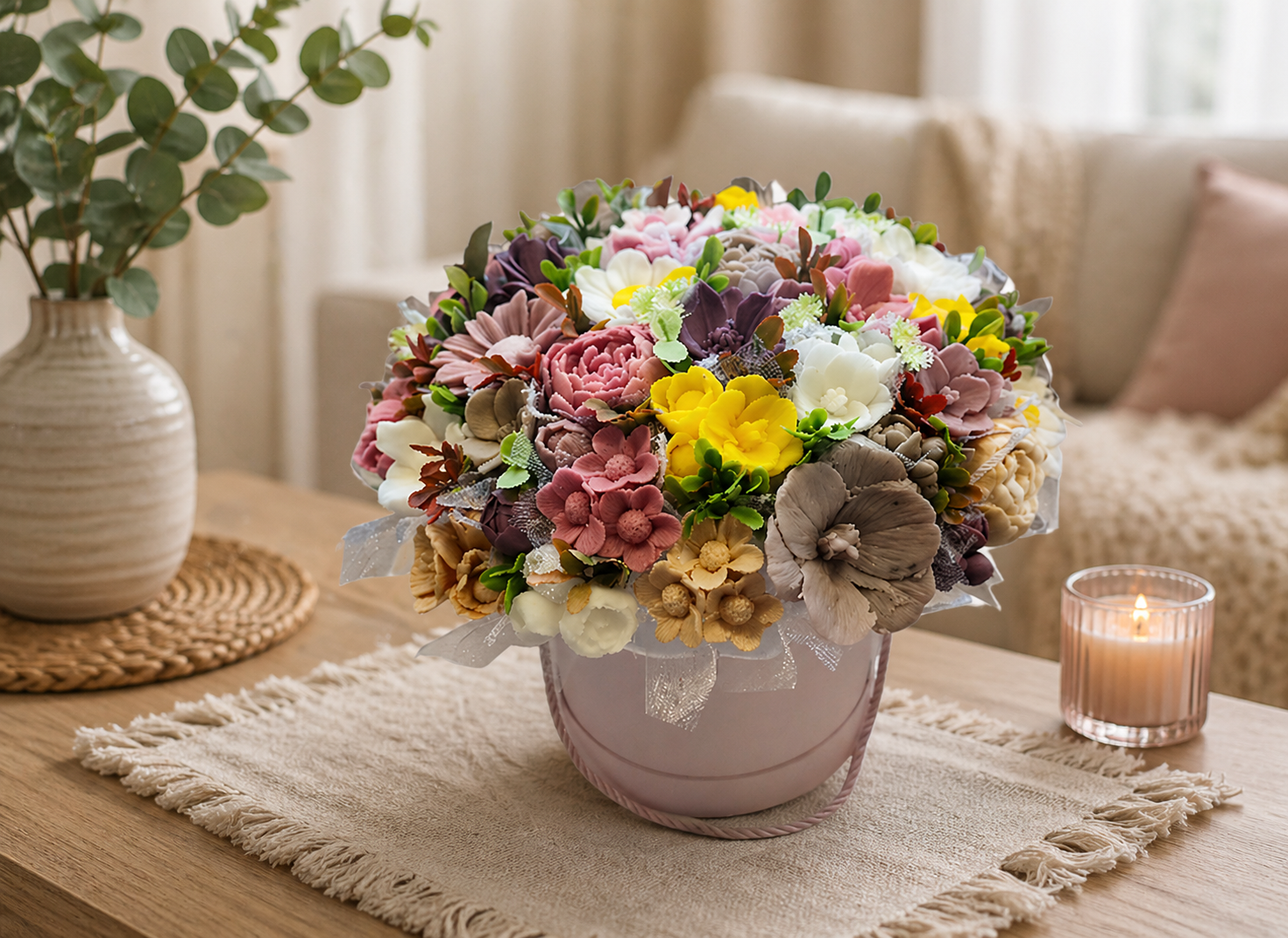 Luxusná mydlová kytica v darčekovom boxe