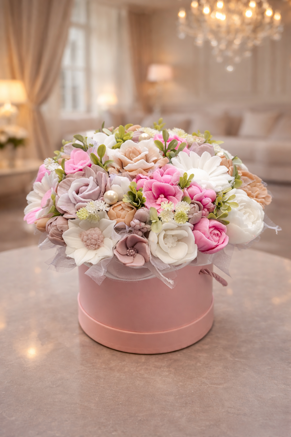 Mydlová kytica v darčekovom boxe